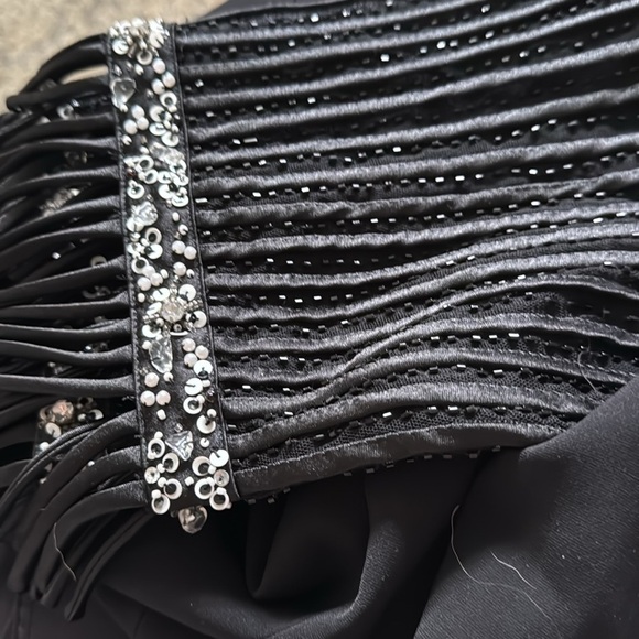 DVC Exclusive Vintage black‎ beaded fringe sleeves blazer Sz 18 - Picture 4 of 5